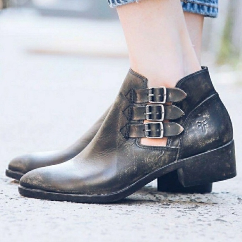 Frye Ray Vintage/Antique Belted Suede Ankle Bootie - Picture 4 of 16